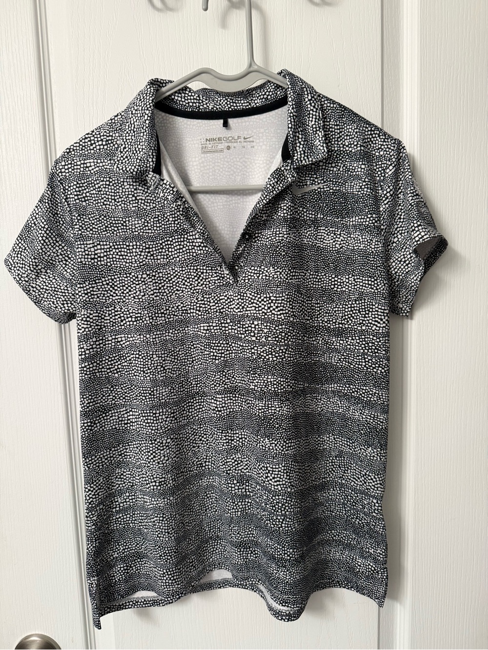 Nike Women’s Black and White Dot-Print Polo